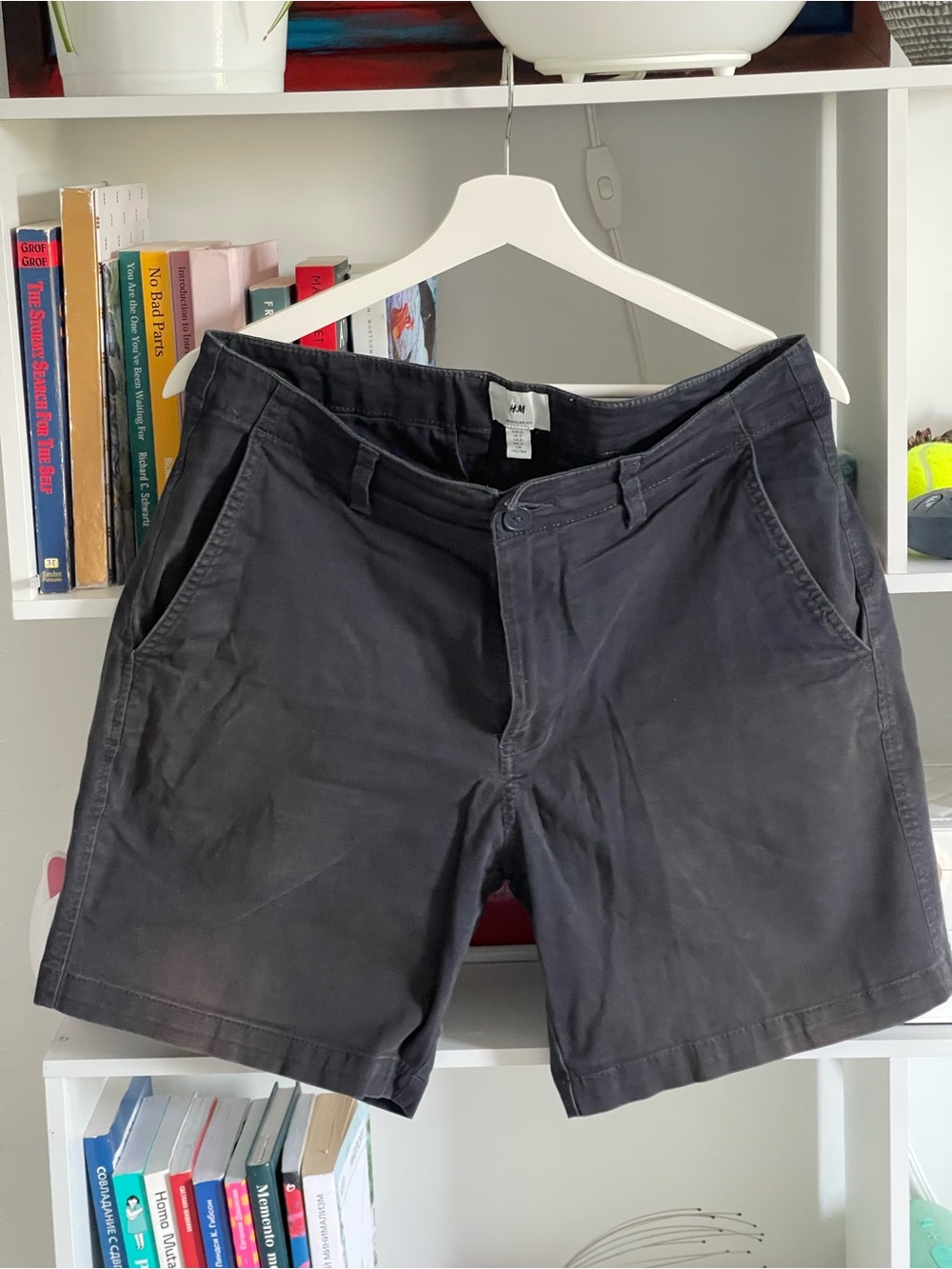 H&M Men's Dark Charcoal Flat Front Shorts